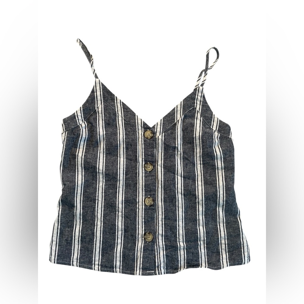 Abercrombie Striped Gray and White Women's Cami Cotton Cropped Top size XXS